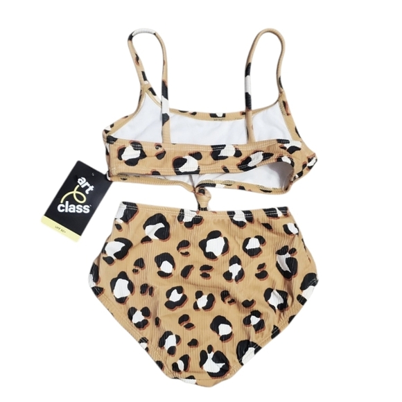 NWT Art Class Girl's Leopard Ribbed Twist Tie 1 PC Monokini Swimsuit S 6/6X - Picture 4 of 8